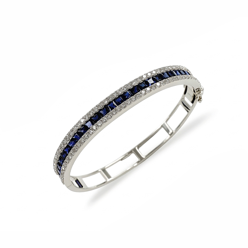DIAMOND BLUE SAPPHIRE BANGLE