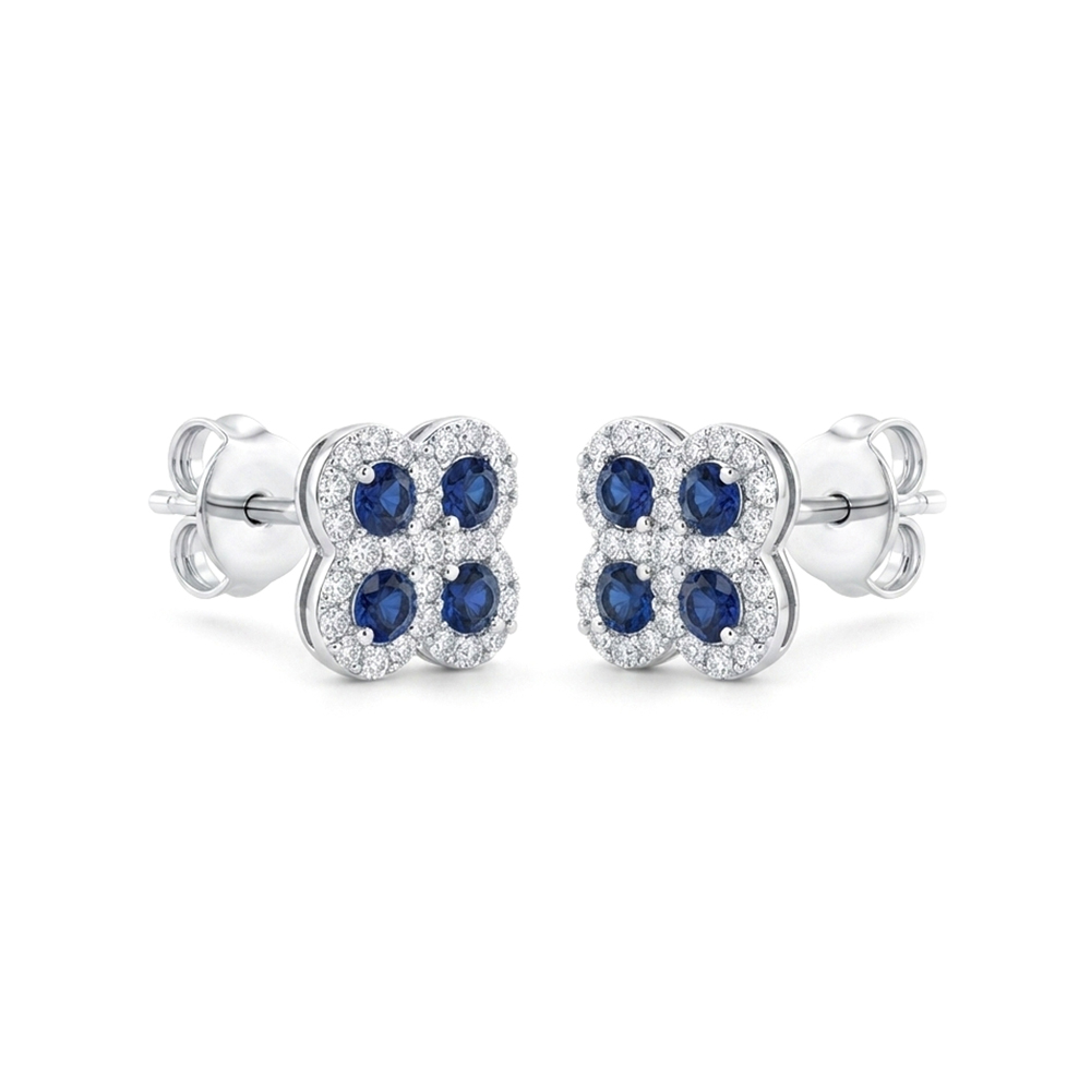 Diamond Blue Sapphire Earring
