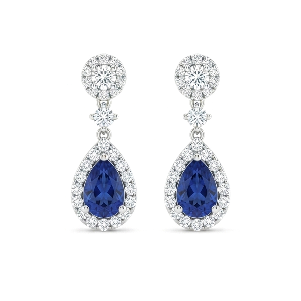 Diamond Blue Sapphire Earring
