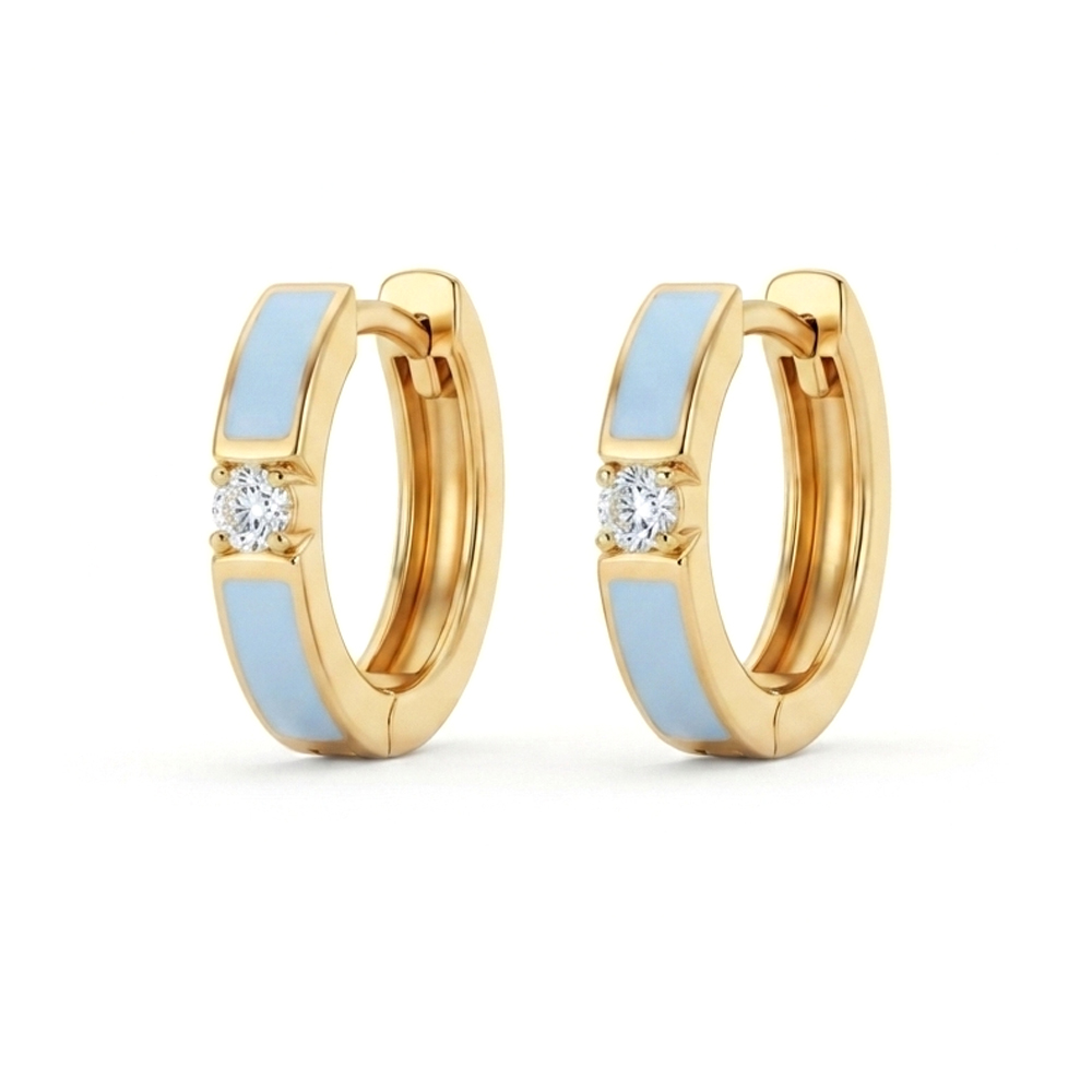 Diamond Enamel Earring Hoops