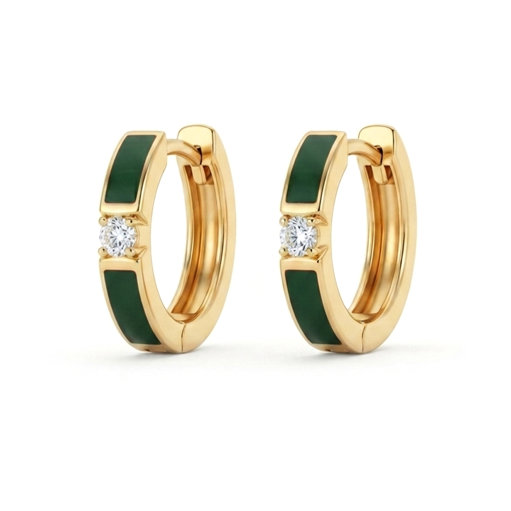 Diamond Enamel Earring Hoops