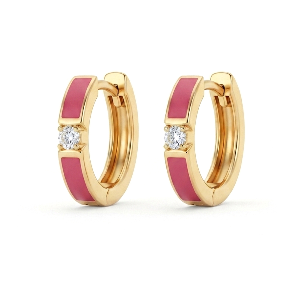 Diamond Enamel Earring Hoops