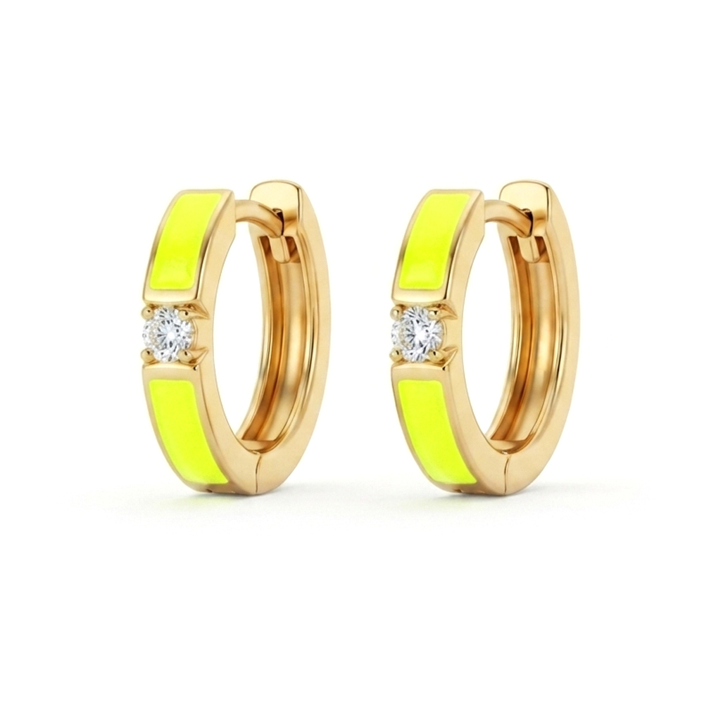 Diamond Enamel Earring Hoops