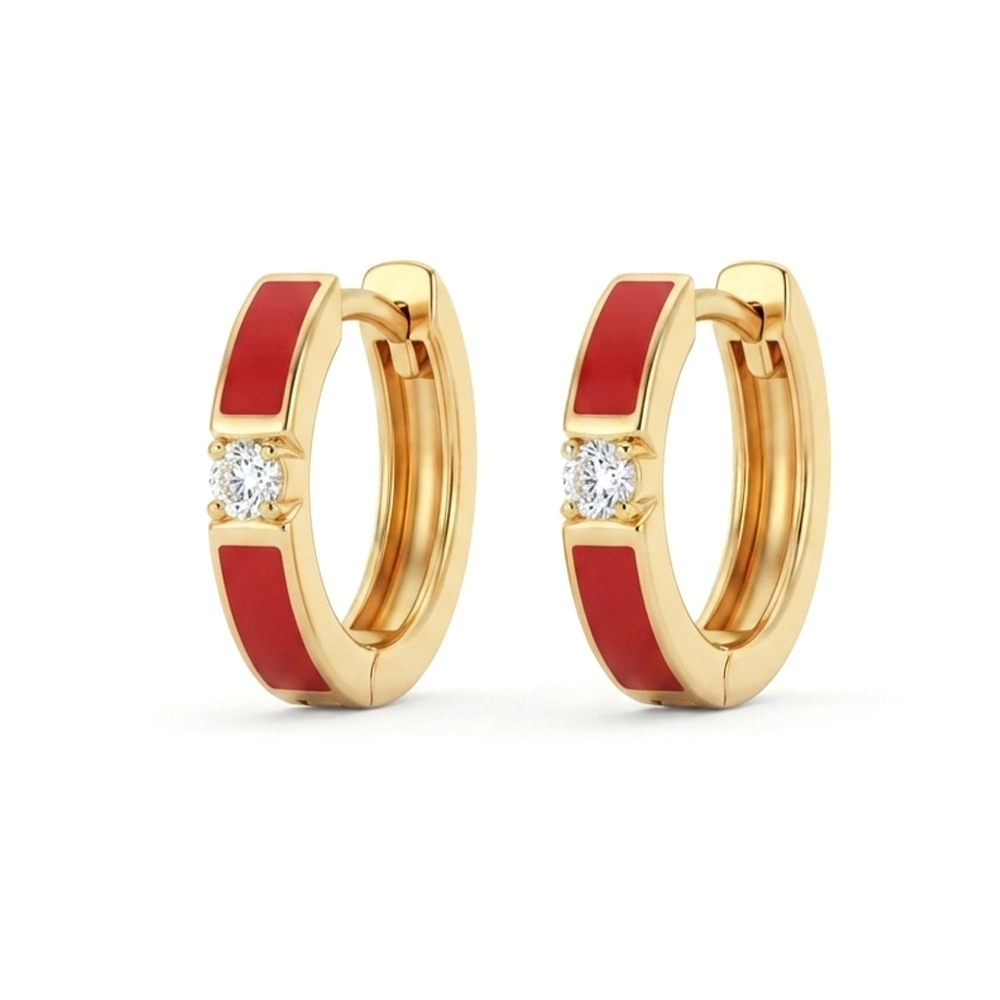 Diamond Enamel Earring Hoops