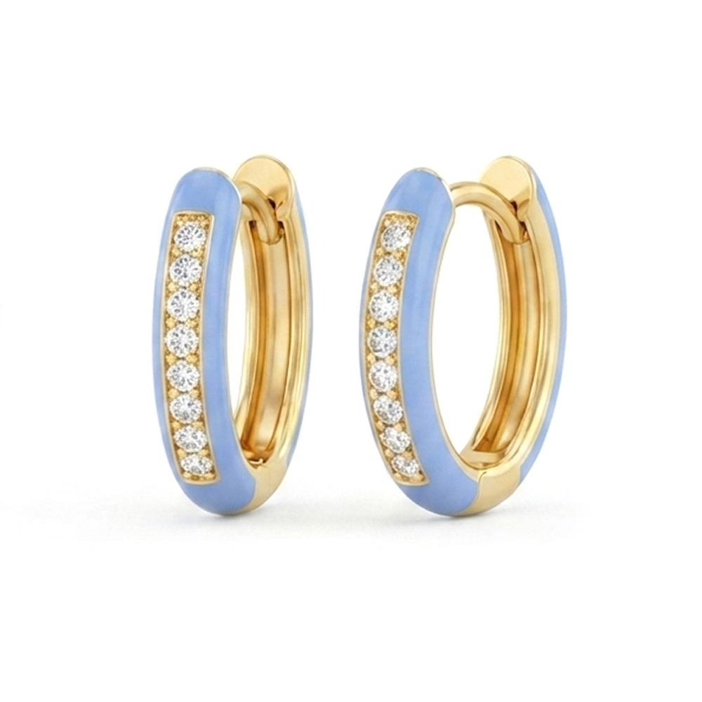 Diamond Enamel Earring Hoops