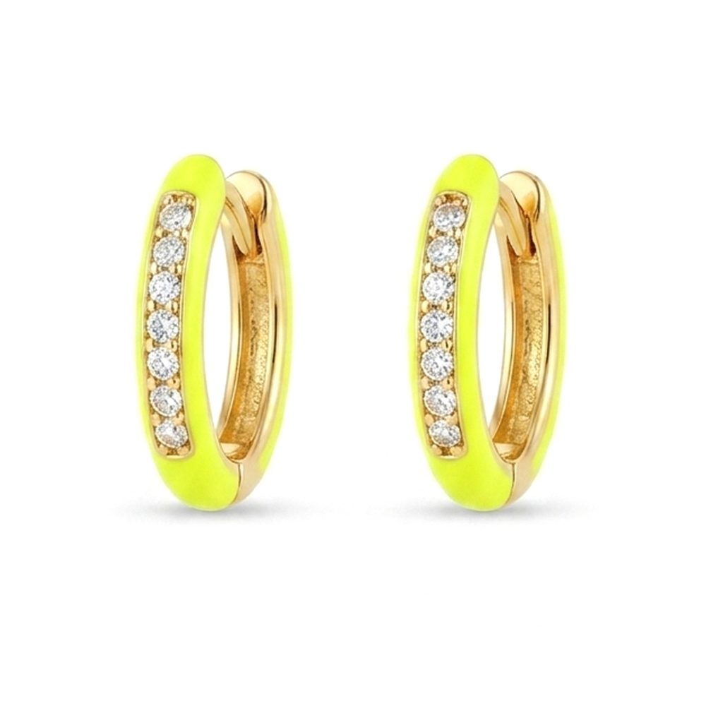 Diamond Enamel Earring Hoops