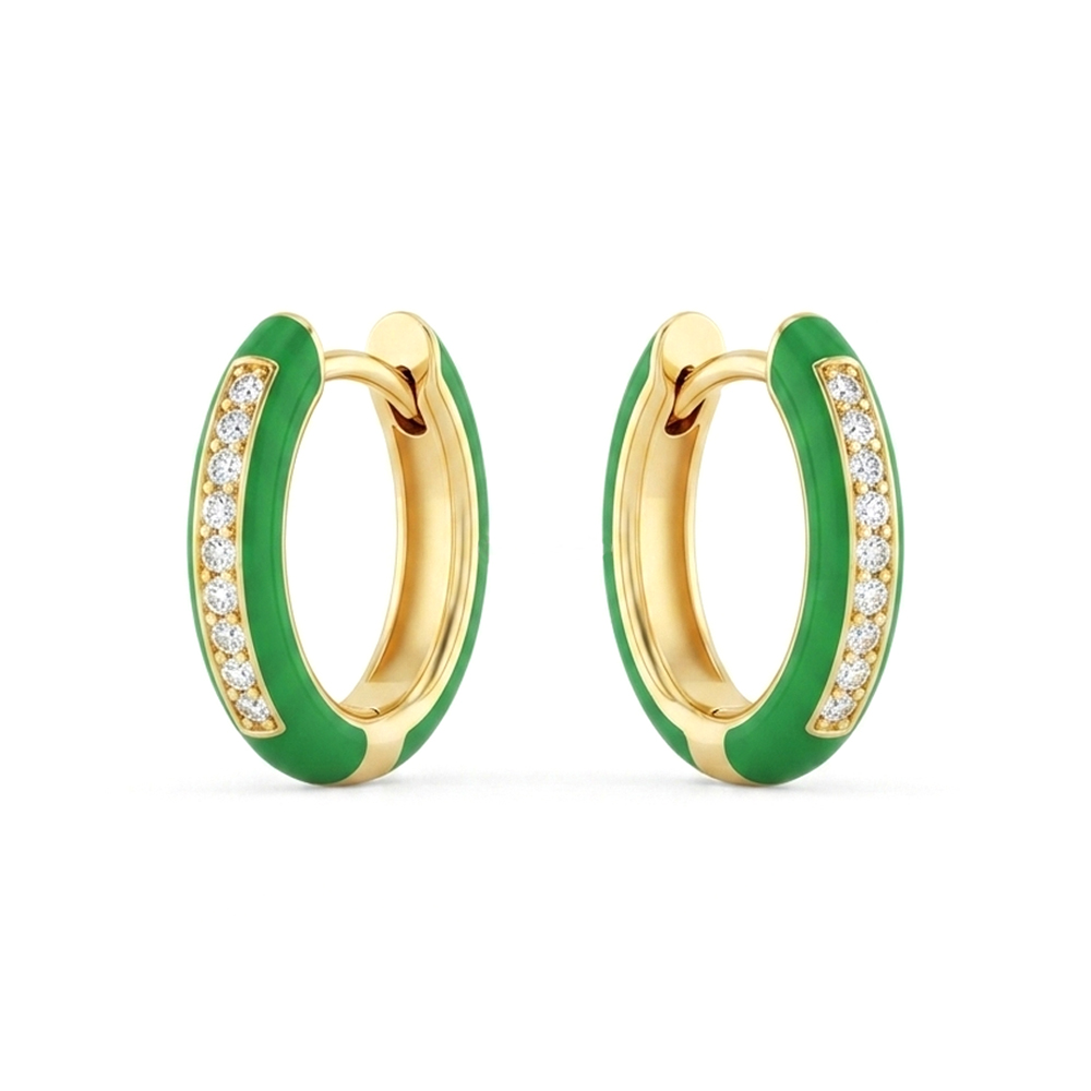 Diamond Enamel Earring Hoops