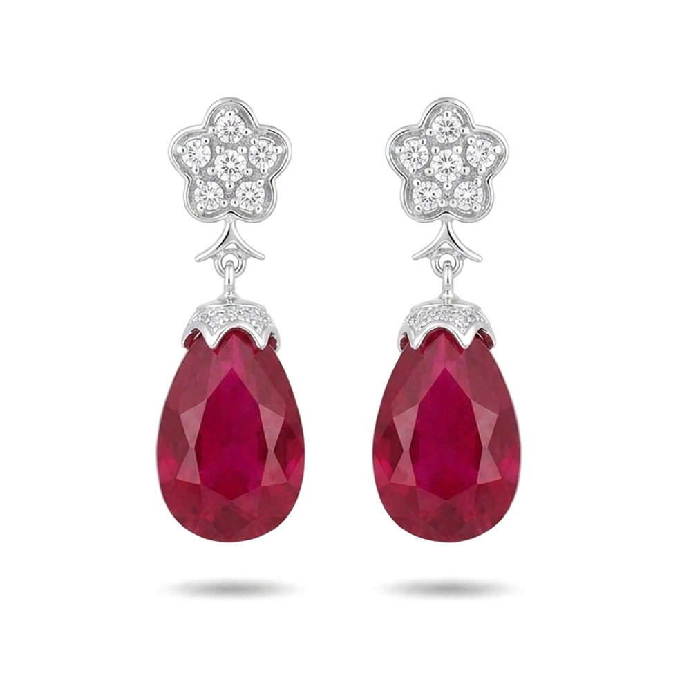 Diamond Rubellite Earring