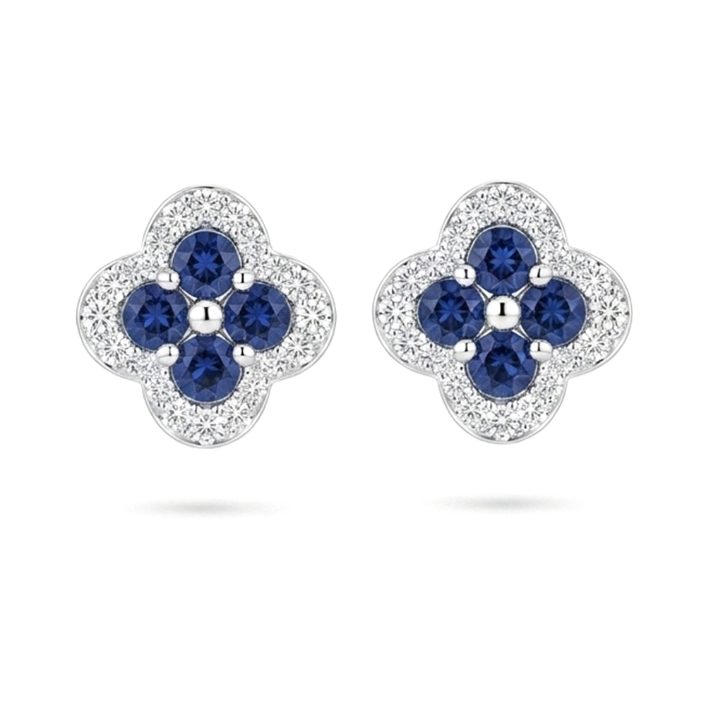 Diamond Blue Sapphire Earrings