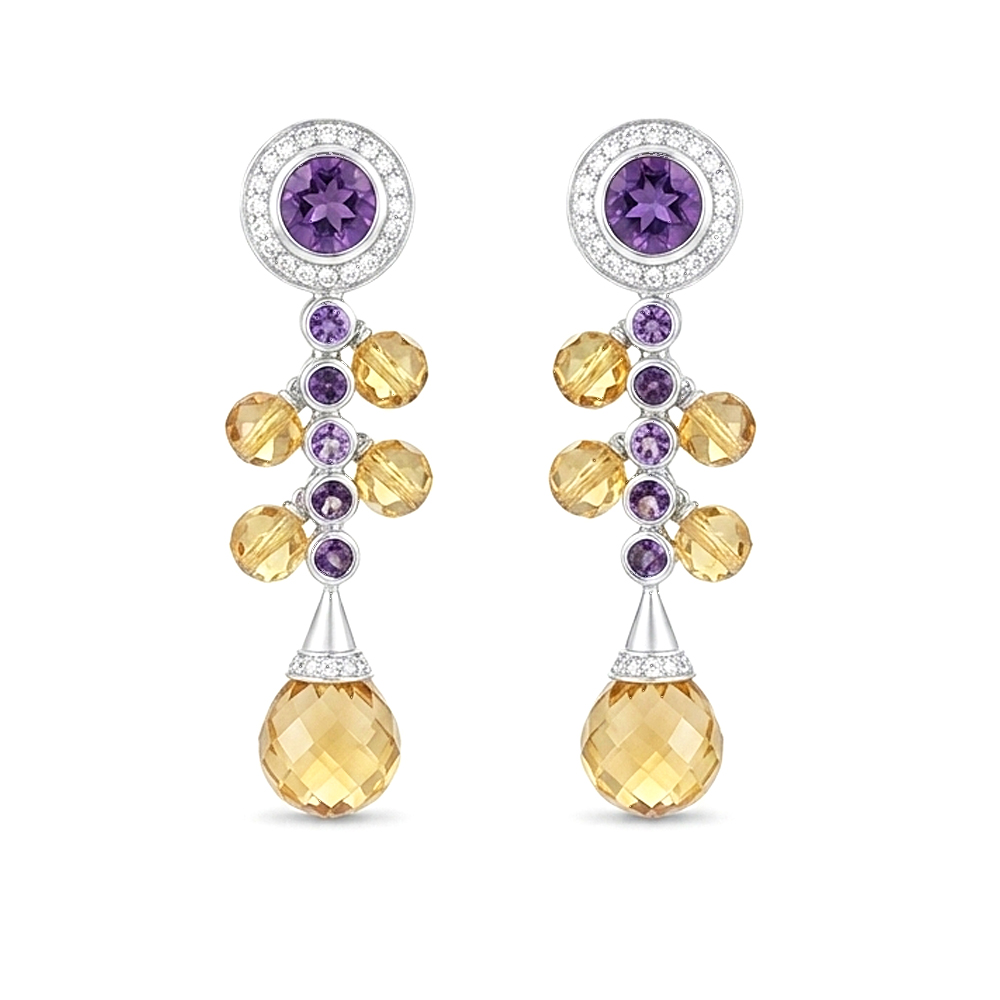 Diamond Citrine Amethyst Earring