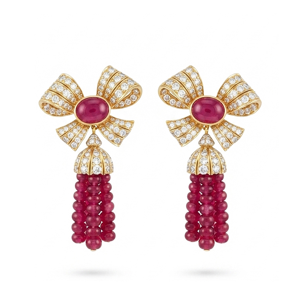 Diamond Ruby Set Earring