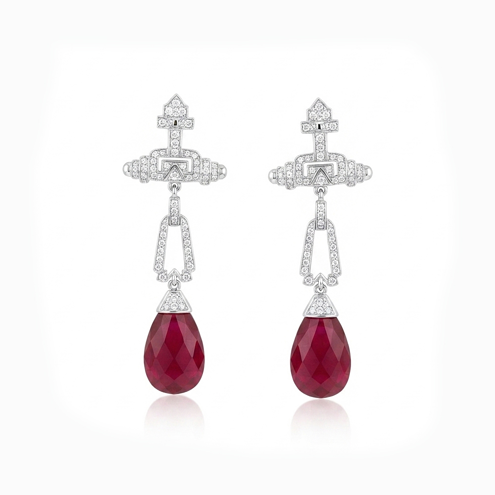 Diamond Rubalite Earring