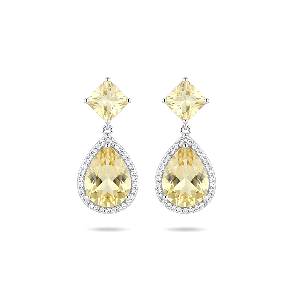 Diamond Lemon Topaz Earring