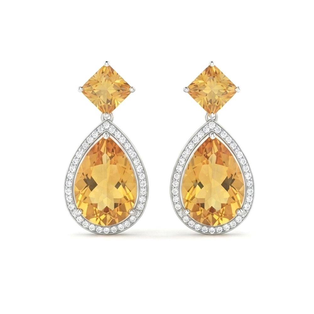 Diamond Citrine Earring