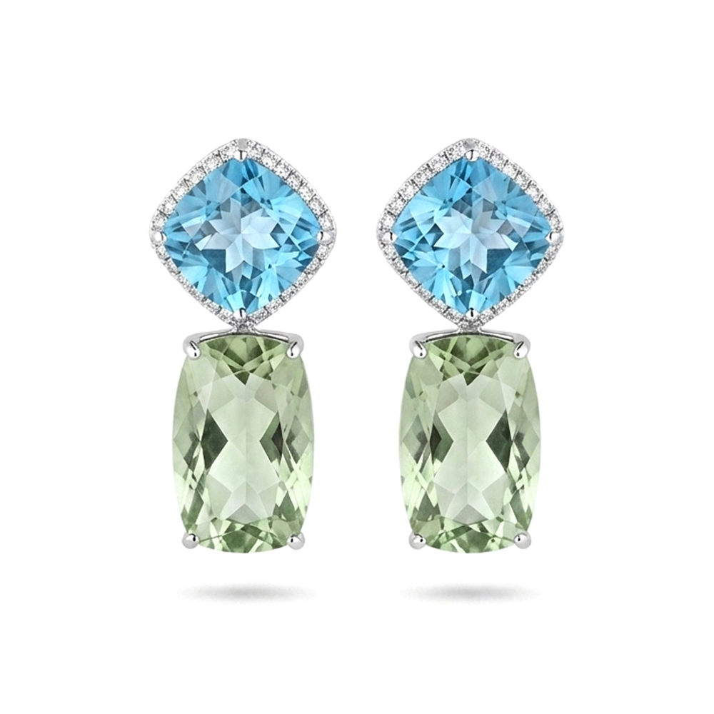 Diamond/Blue Topaz/Lemon Topaz Earring