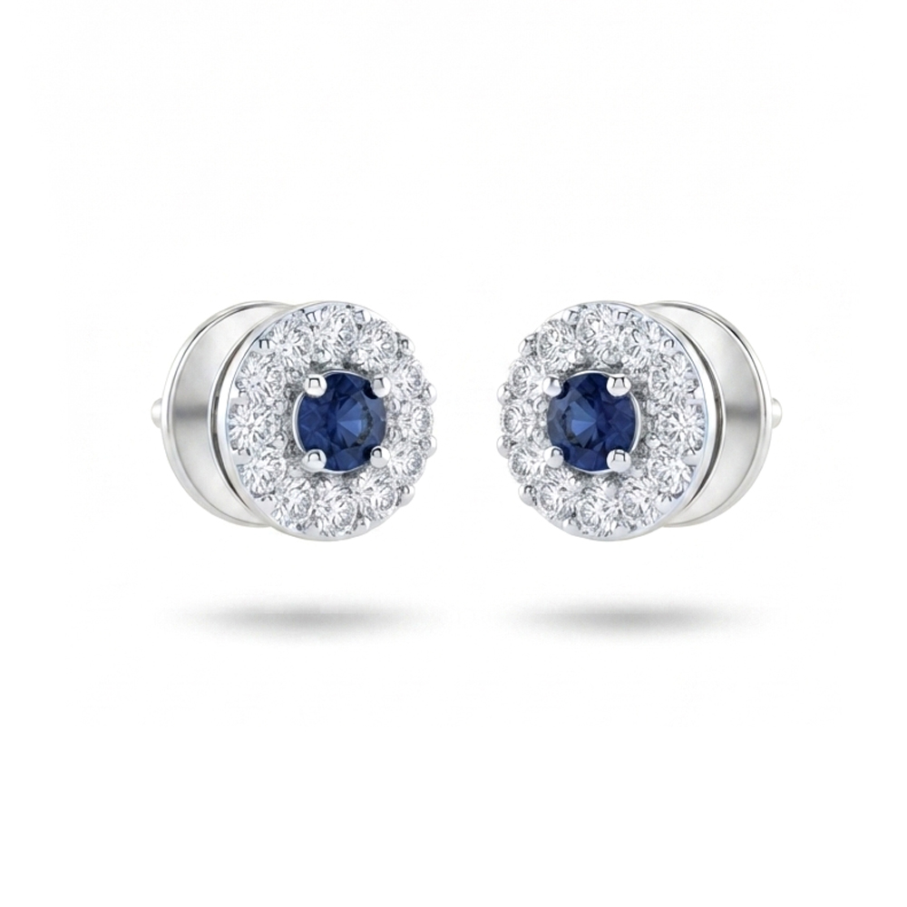 Diamond Blue Sapphire Earring