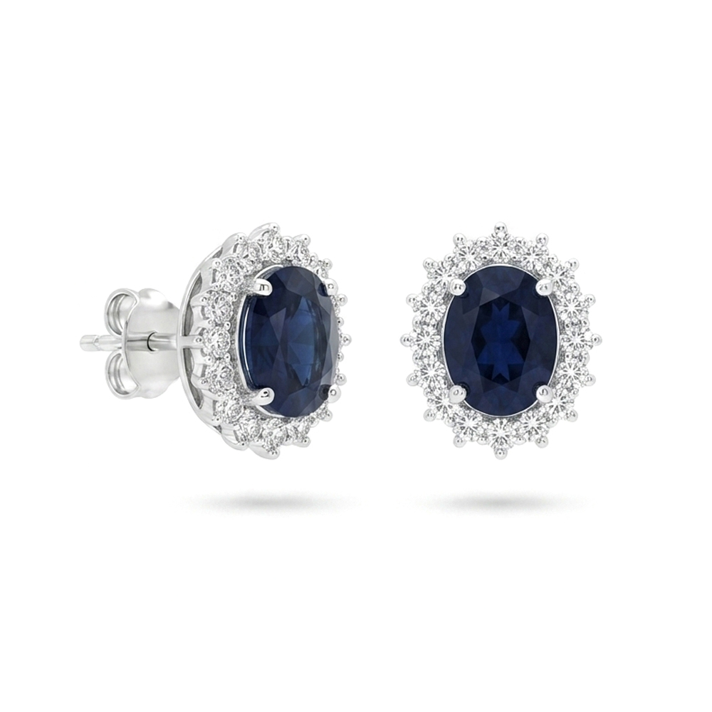 Diamond Blue Sapphire Earring