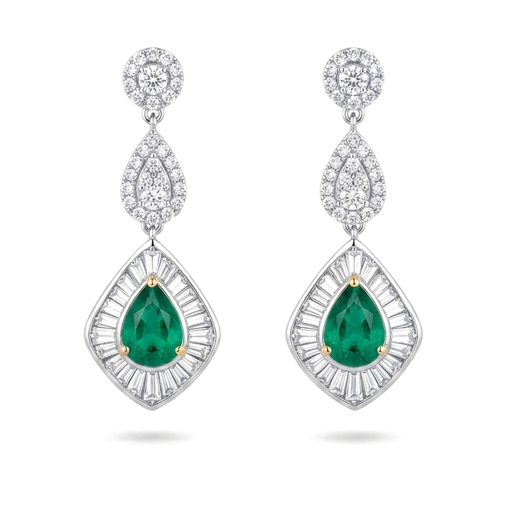 Diamond Emerald Earring