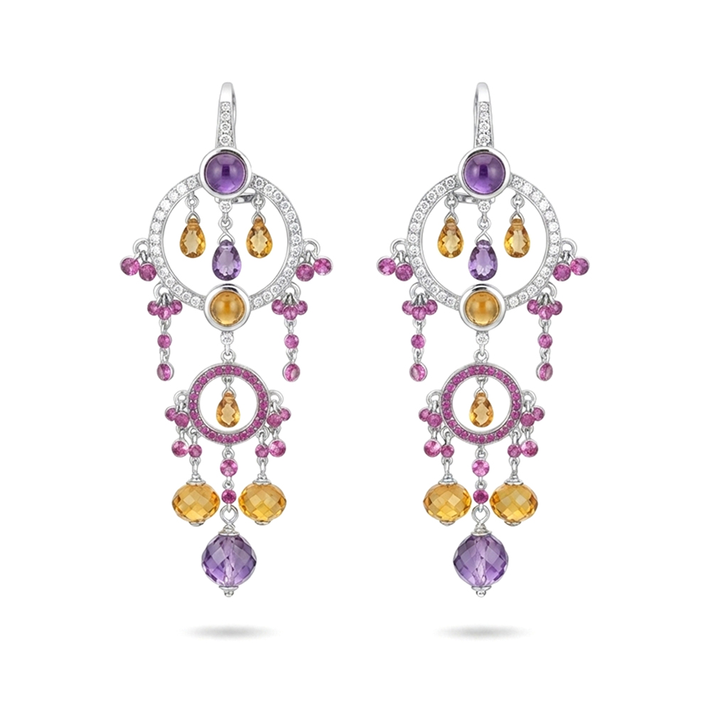 Diamond/Ruby/Amethyst/Citrine Earring