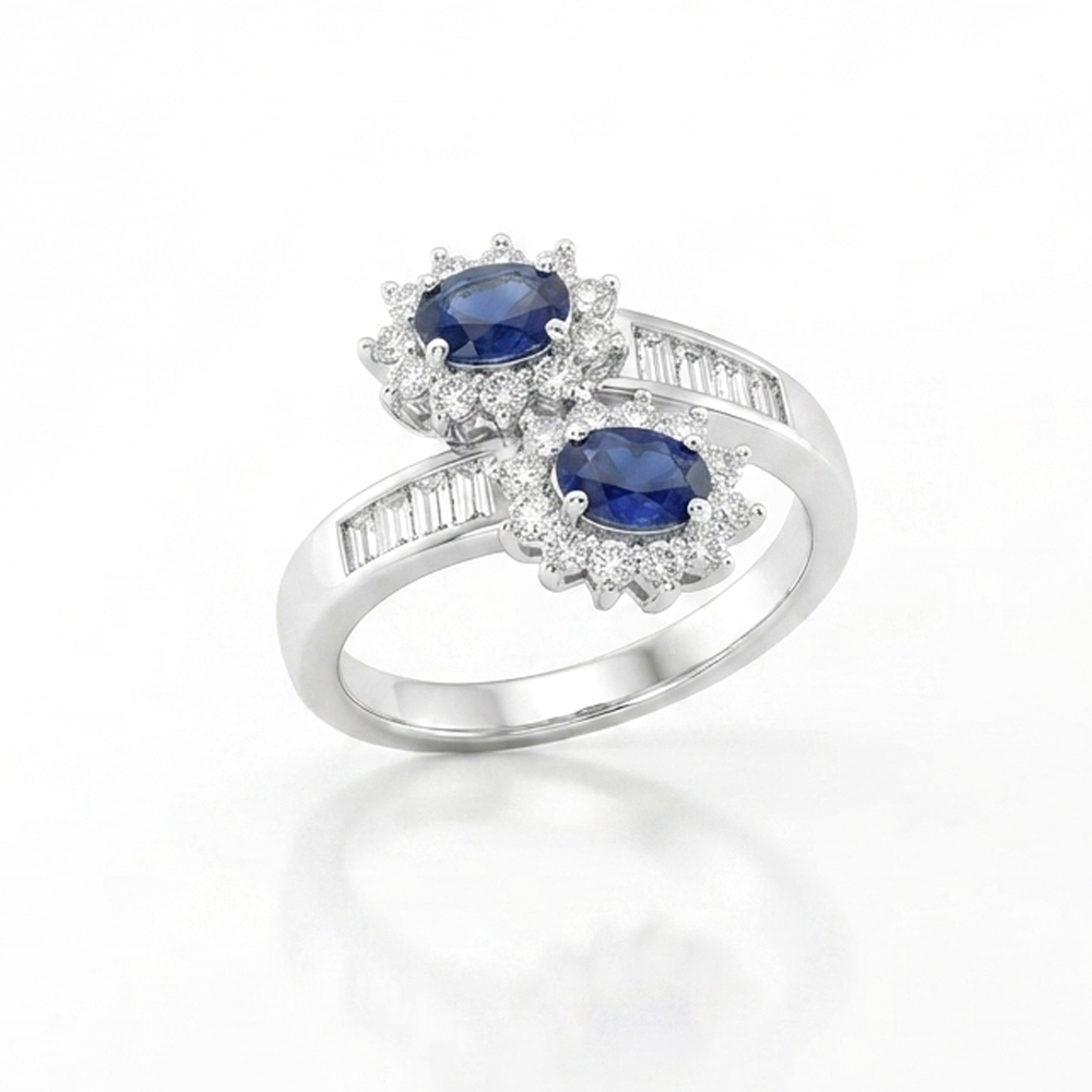 Diamond Blue Sapphire Ring