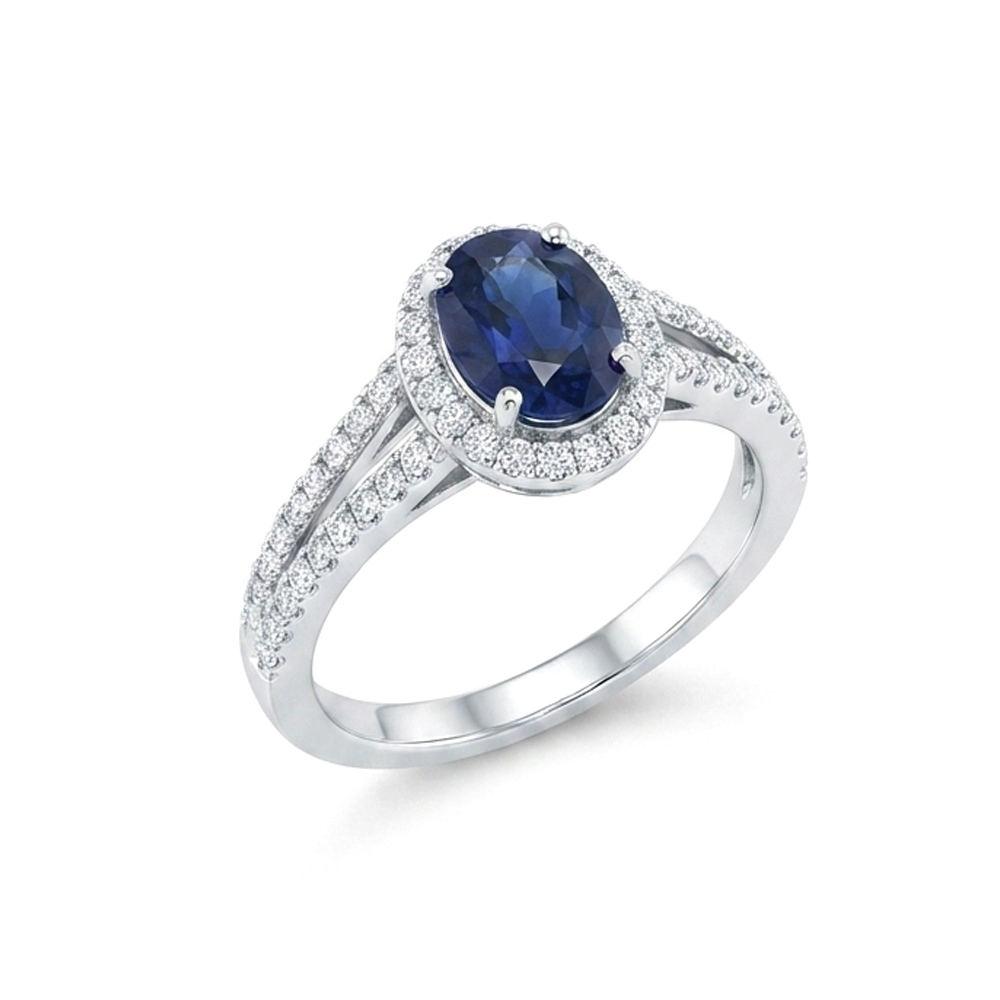 Diamond Blue Sapphire Ring