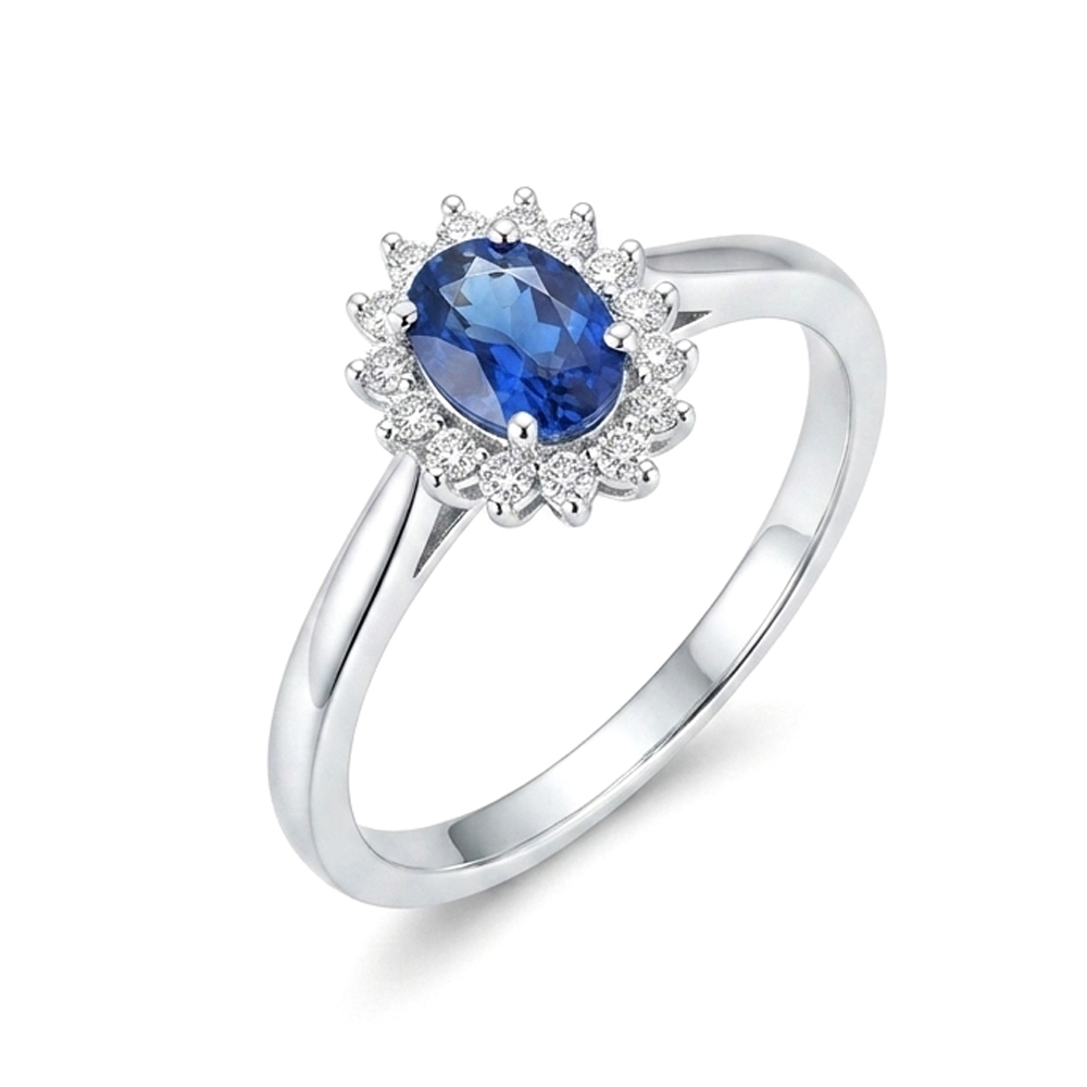Diamond Blue Sapphire Ring