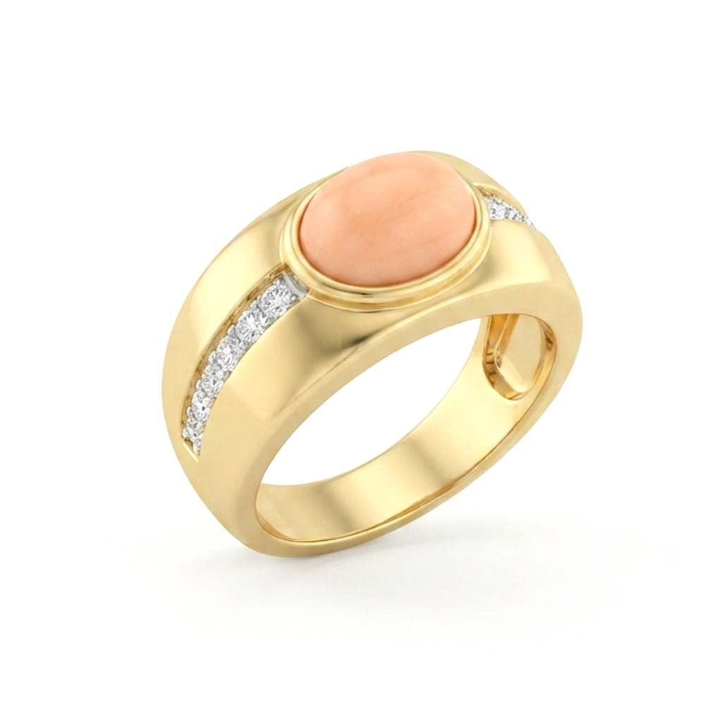 Diamond Pink Coral Ring