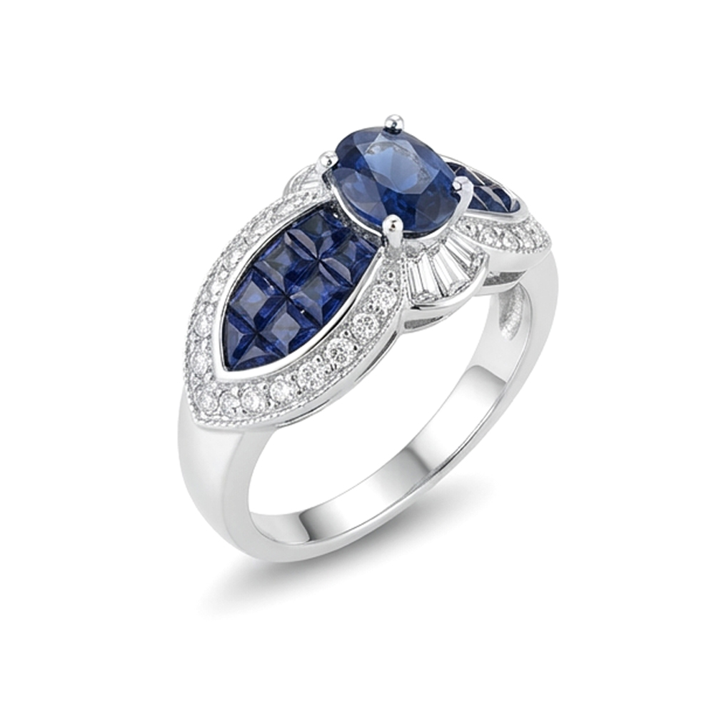 Diamond Blue Sapphire Ring