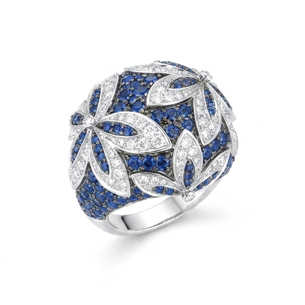 Diamond Blue Sapphire Ring