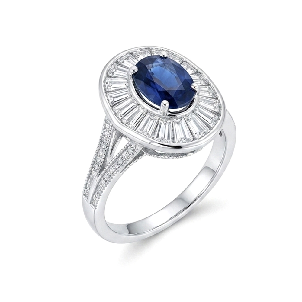 Diamond Blue Sapphire Ring