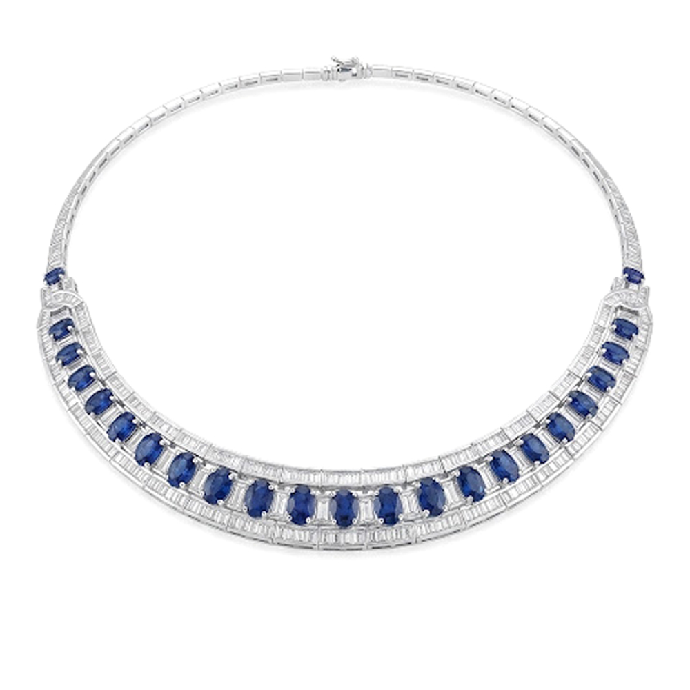 DIAMOND BLUE SAPPHIRE NECKLACE